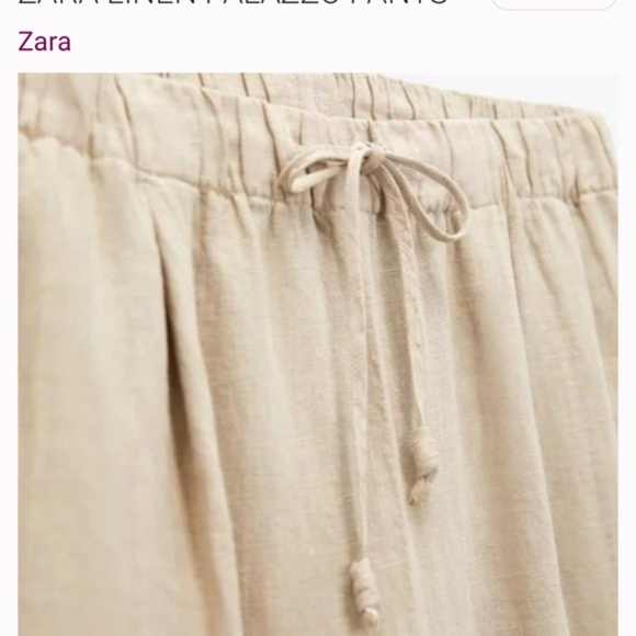 NWT Zara Two Piece Linen Halter Top and Palazzo Wide Leg Pants in sand/neutral - Picture 14 of 14